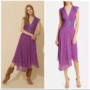 NWOT Ba&sh Meryl Asymmetrical Botanical Print Dres